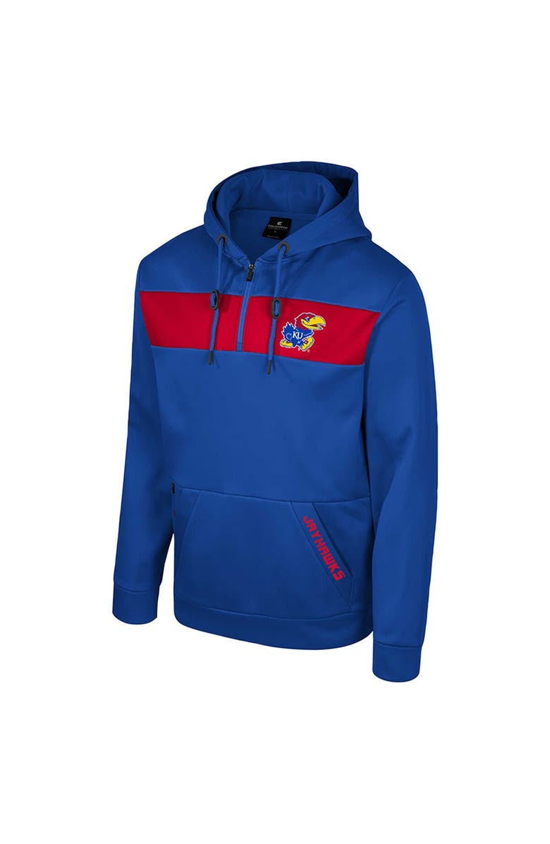 COLOSSEUM Men's Colosseum Royal Kansas Jayhawks Quarter-Zip Hoodie, Alternate, color, Royal
