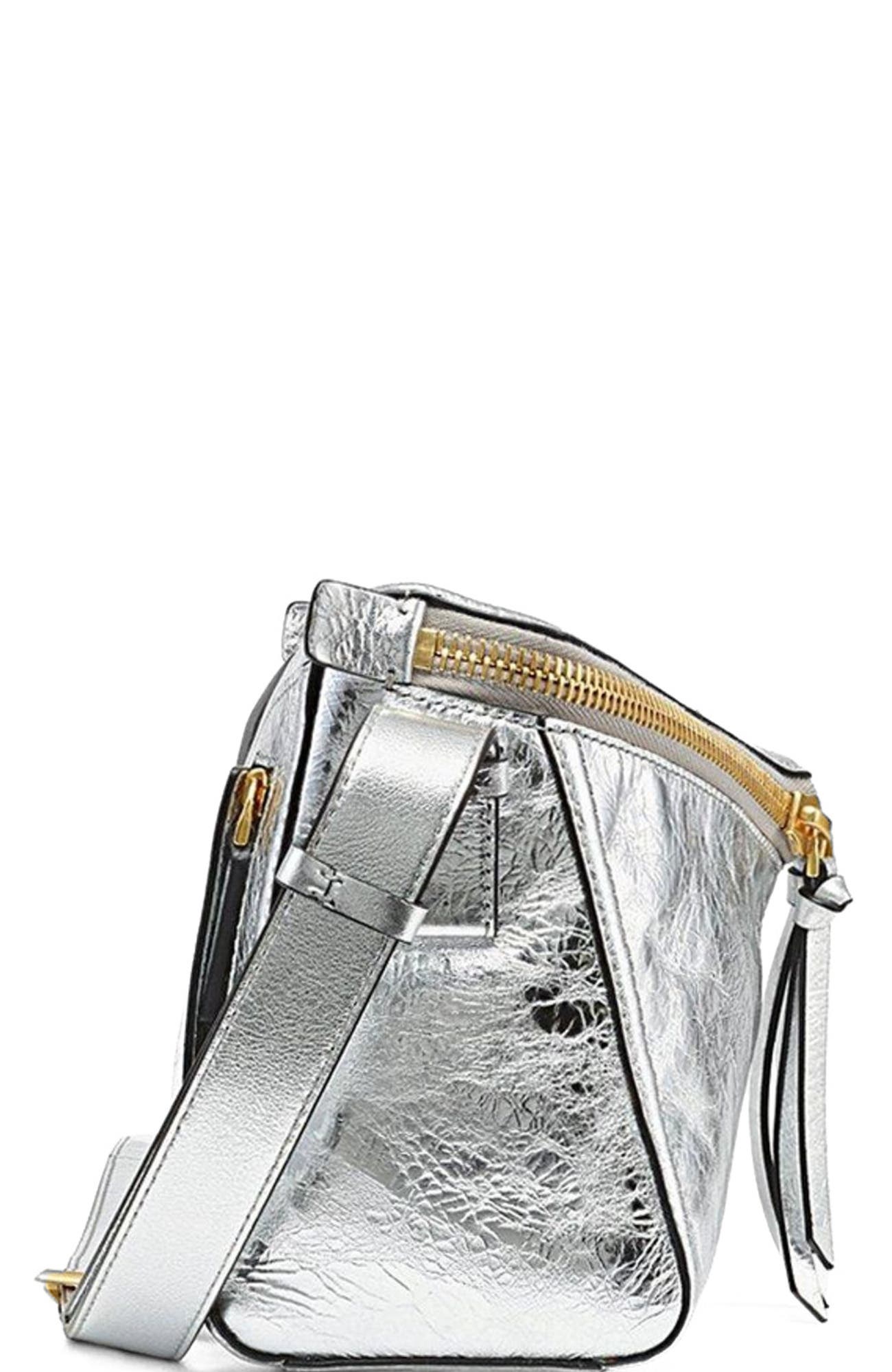 MCM Diamant 3D Shoulder Bag in Metallic Calf Leather, Alternate, color, Silver