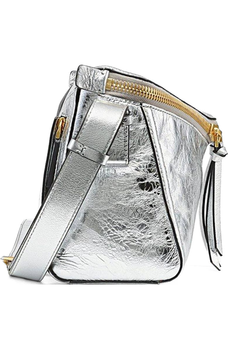 MCM Diamant 3D Shoulder Bag in Metallic Calf Leather, Alternate, color, Silver