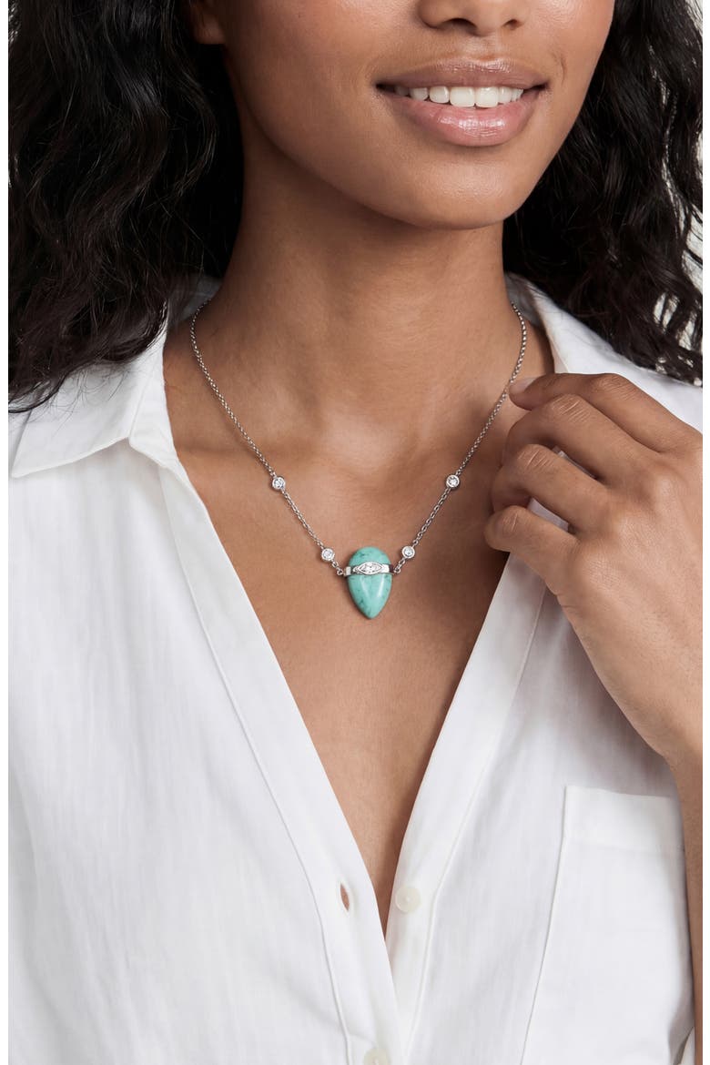 Turquoise & Cubic Zirconia Solstice Necklace, Alternate, color, TURQUOISE AND SILVER