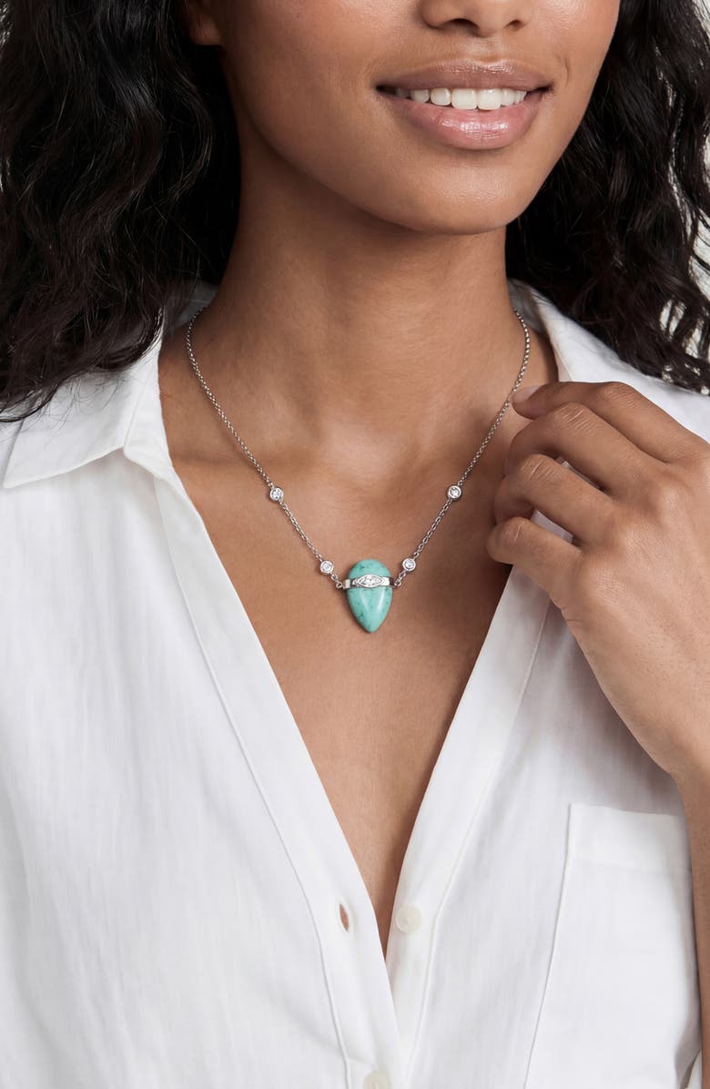 Ettika Turquoise & Cubic Zirconia Solstice Necklace, Alternate, color, Turquoise And Silver