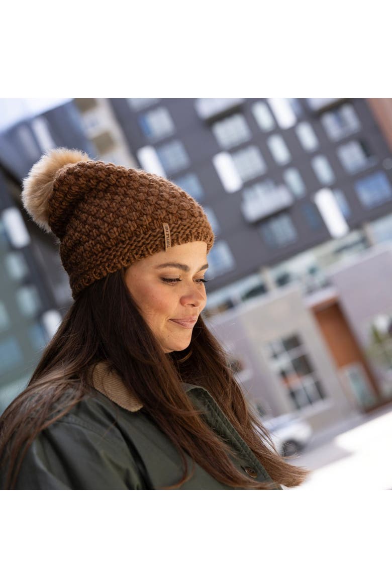 Snowfall Pom Slouch Beanie, Alternate, color, Black