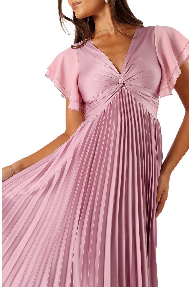 Nova Flutter Sleeve Midi Dress, Alternate, color, DUSTY ROSE