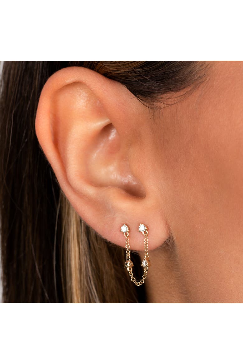 Diamond Multi Stone Double Chain Stud Earring 14K, Alternate, color, 14K Gold