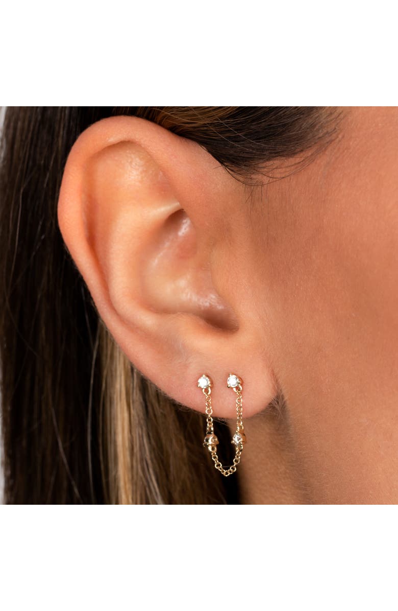 BY ADINA EDEN Diamond Multi Stone Double Chain Stud Earring 14K, Alternate, color, 14K Gold
