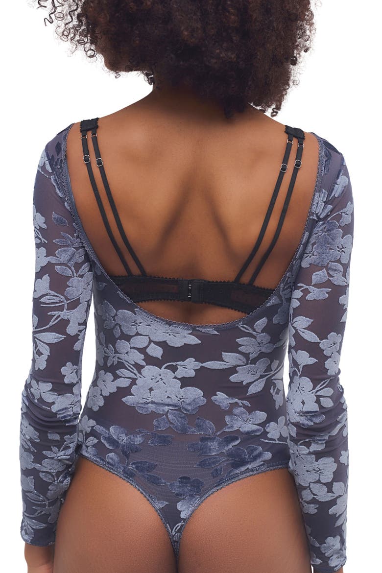 Intimately FP Loved You First Floral Embroidered Bodysuit, Alternate, color, VINTAGE INDIGO COMBO