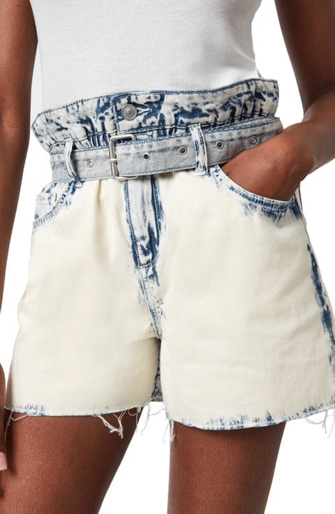 Ruffle Denim Paperbag Shorts (Beach Indigo)