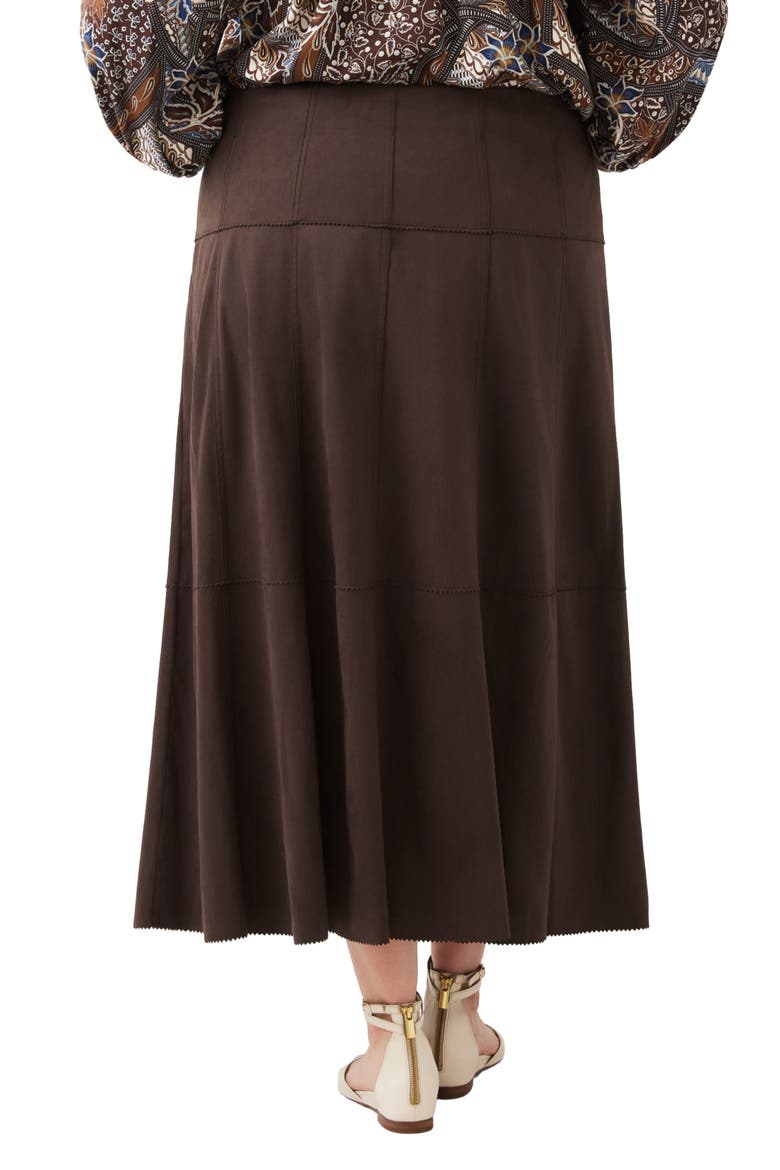 Tiered Faux Suede Maxi Skirt, Alternate, color, BROWN