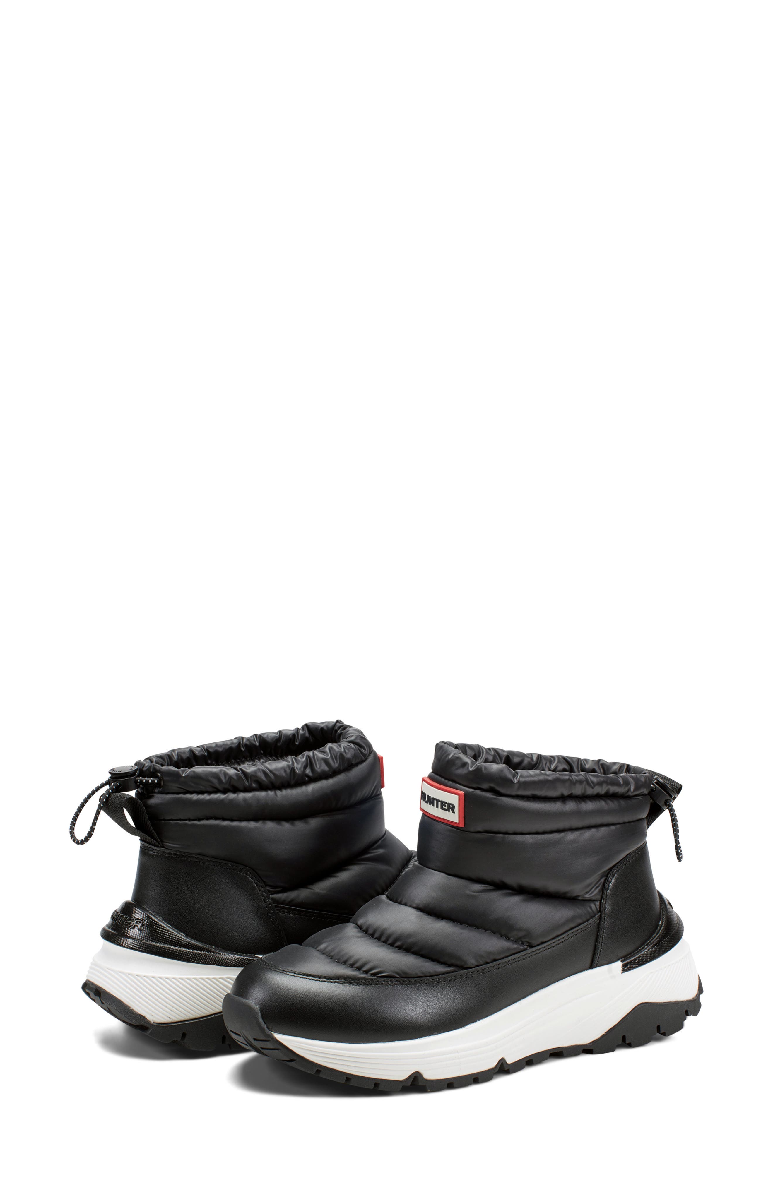 Hunter Annes Waterproof Faux Fur Lined Puffer Boot, Alternate, color, Black