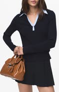 MANGO Mixed Media Collar Sweater