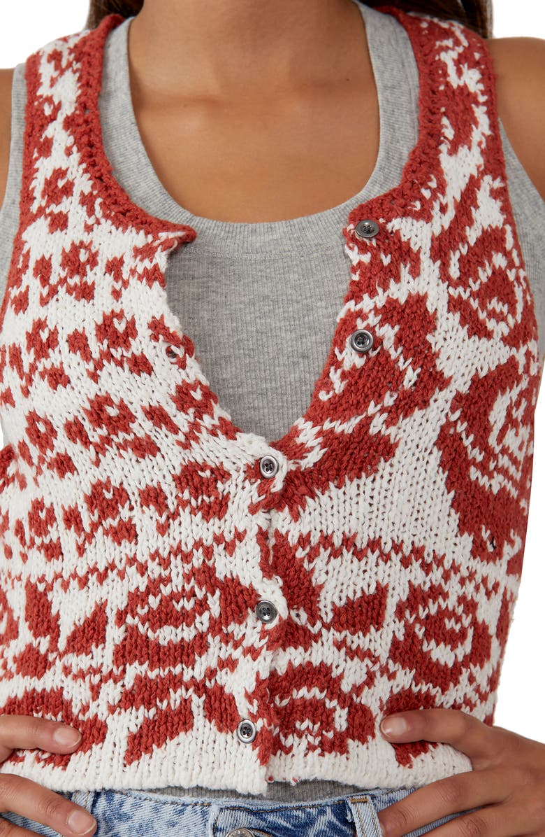Free People Rosie Crop Sweater Tank, Alternate, color, Red Rose Combo