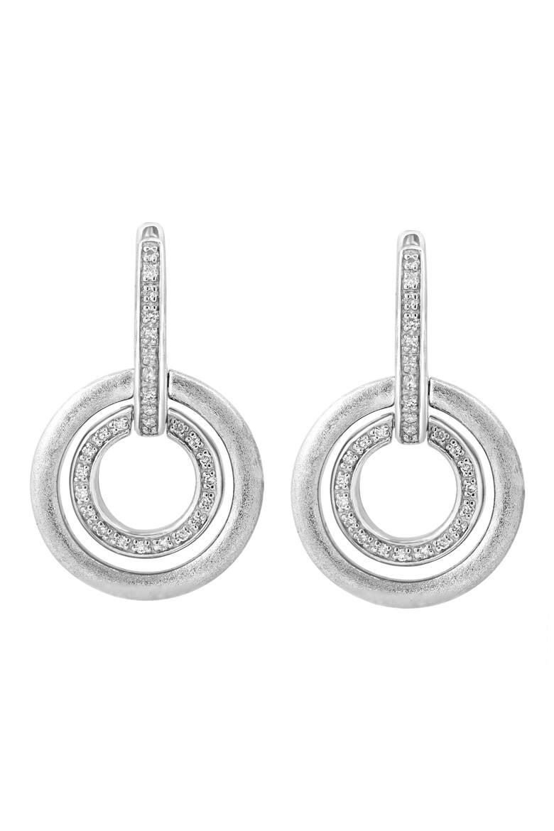 Sterling Silver Diamond Drop Earrings - 0.16ct, Main, color, SILVER