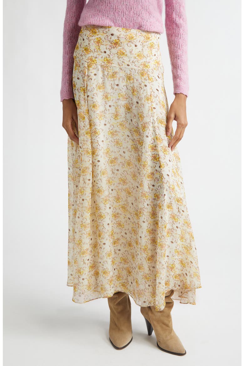 Fran-Ga Viscose Maxi Skirt, Main, color, LIGHT YELLOW/ ECRU