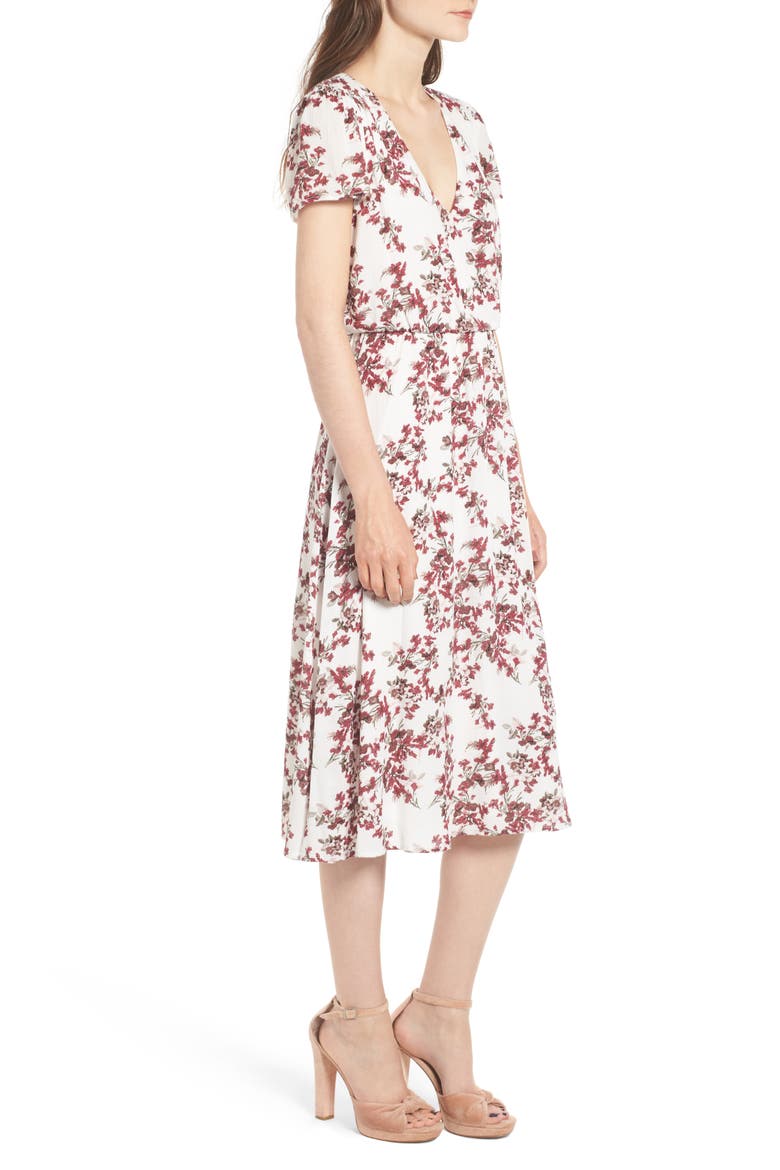 Blouson Midi Dress, Alternate, color, IVORY FLORAL