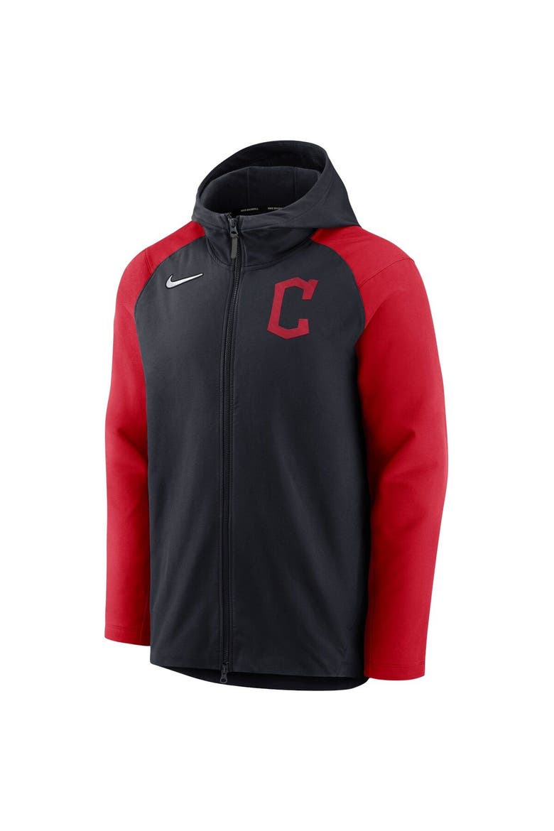 Men's Nike Navy/Red Cleveland Guardians Authentic Collection Performance Raglan Full-Zip Hoodie, Alternate, color, Navy