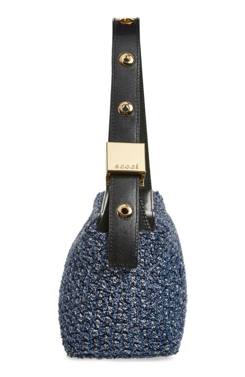 Sacai New Pochette Tweed Handbag In Indigo