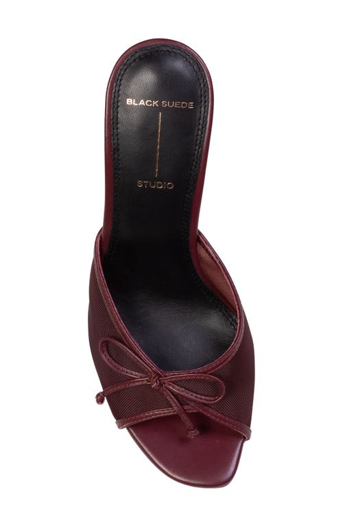 Black Suede Studio Luna Mesh Bow Open-toe Heeled Mules In Brown