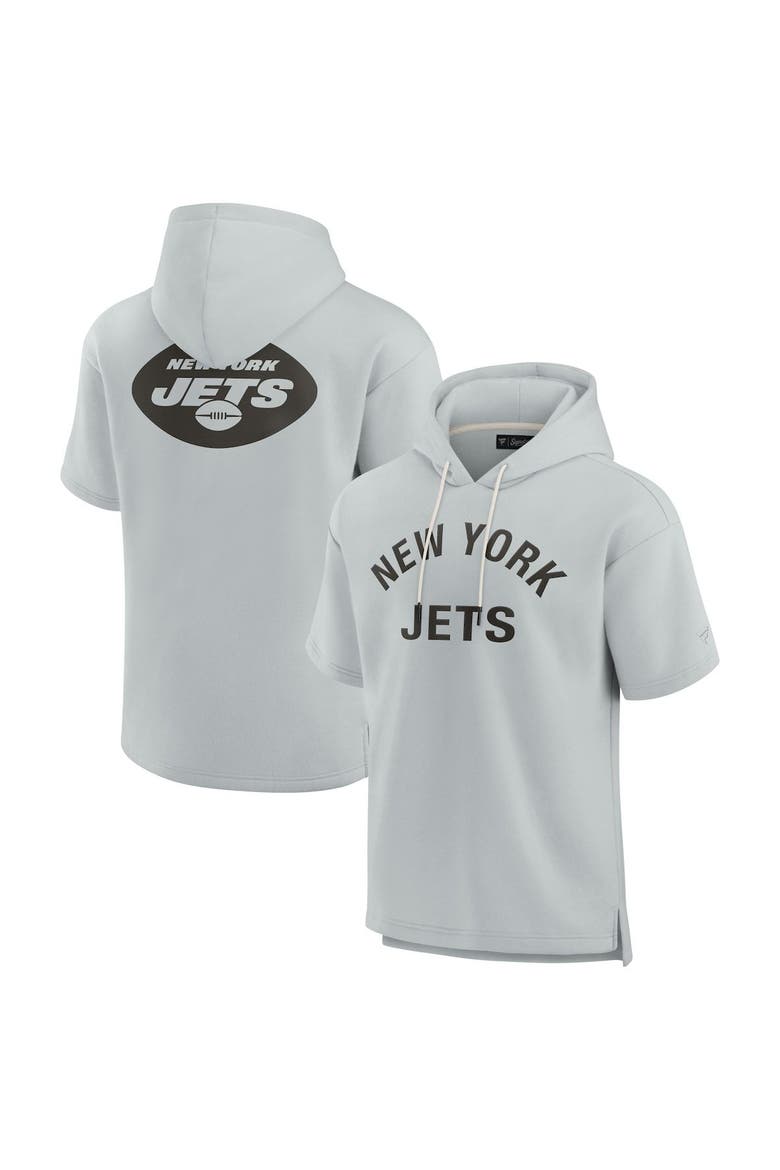 Unisex Fanatics Signature Gray New York Jets Super Soft Fleece Short Sleeve Hoodie, Main, color, Gray