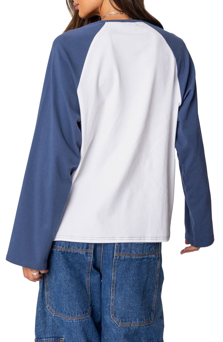 EDIKTED Oversize Long Sleeve Stretch Cotton T-Shirt, Alternate, color, White