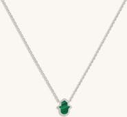 Karma and Luck Malachite Hamsa Pendant Necklace in Sterling Silver Peaceful Mind