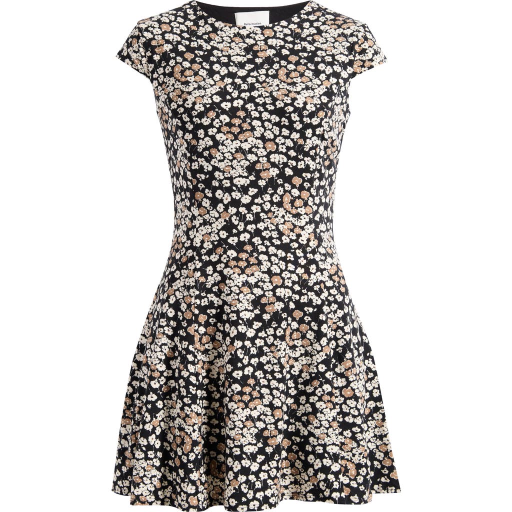 Reformation Yves Floral Knit Minidress In Black
