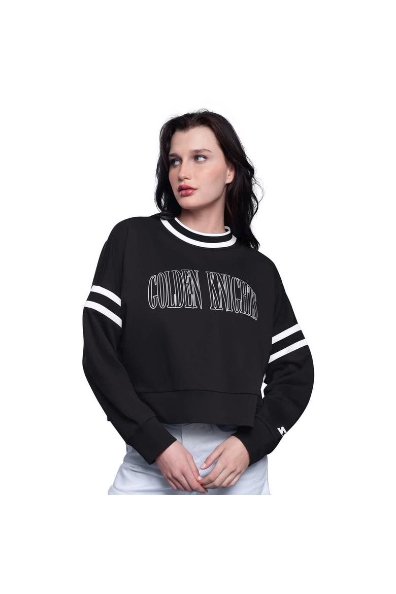 Women's Starter  Black Vegas Golden Knights Power Play Cropped Pullover Sweatshirt, Main, color, Black