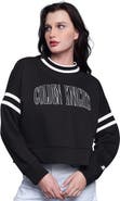 STARTER Women's Starter Black Vegas Golden Knights Power Play Cropped Pullover Sweatshirt