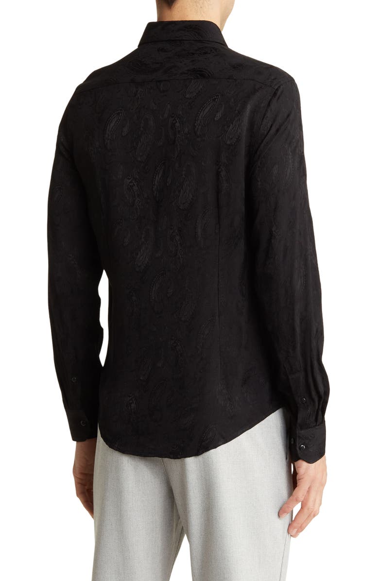 DENIM AND FLOWER Paisley Print Stretch Button-Down Shirt, Alternate, color,