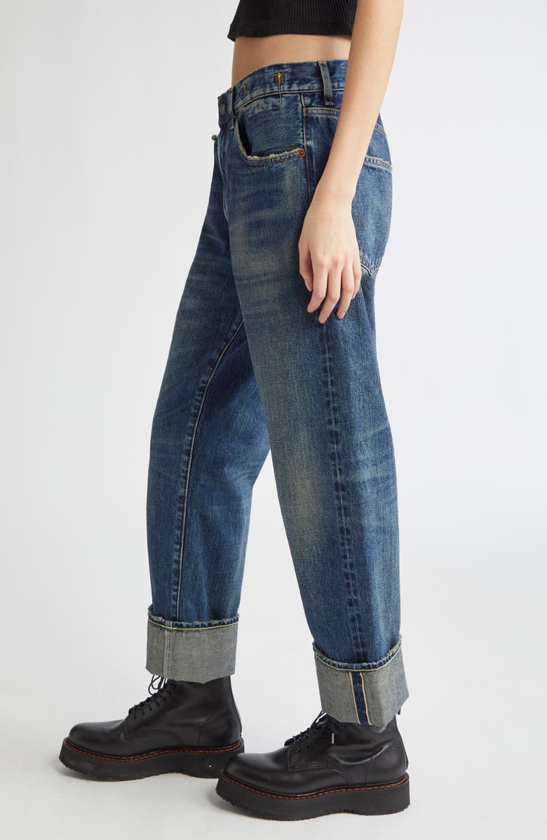 R13 Cuffed X-Boyfriend Jeans, Alternate, color, Adelaide Selvedge Blue