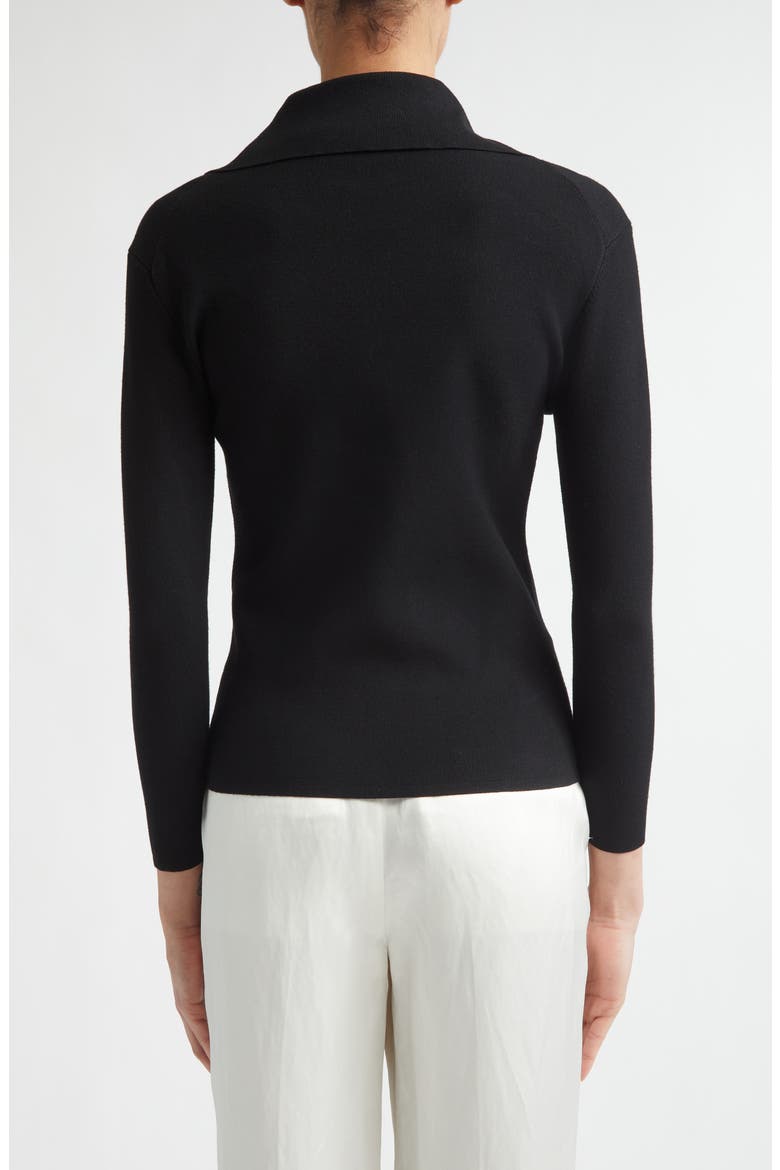 Fitted Polo Cardigan, Alternate, color, BLACK
