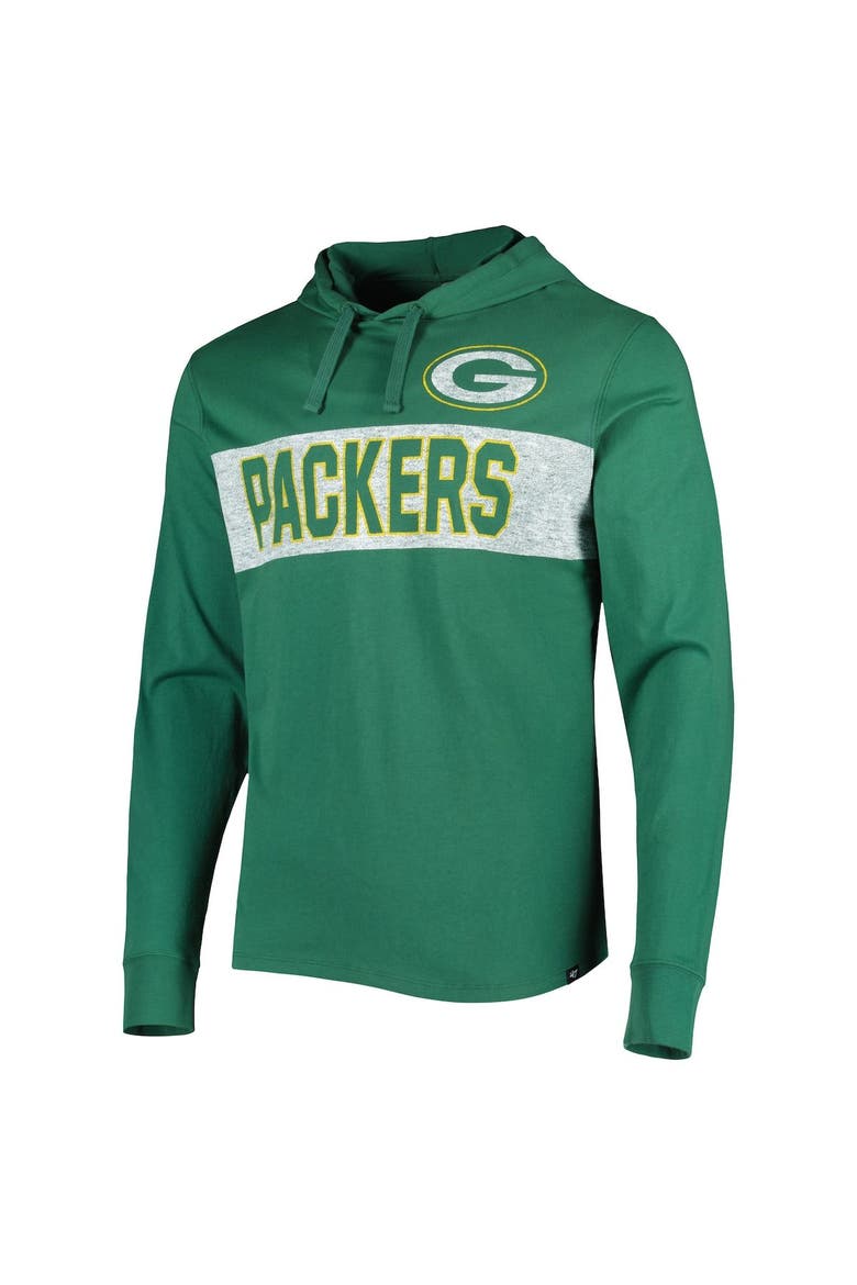 Men's '47 Green Green Bay Packers Field Franklin Hooded Long Sleeve T-Shirt, Alternate, color, Green