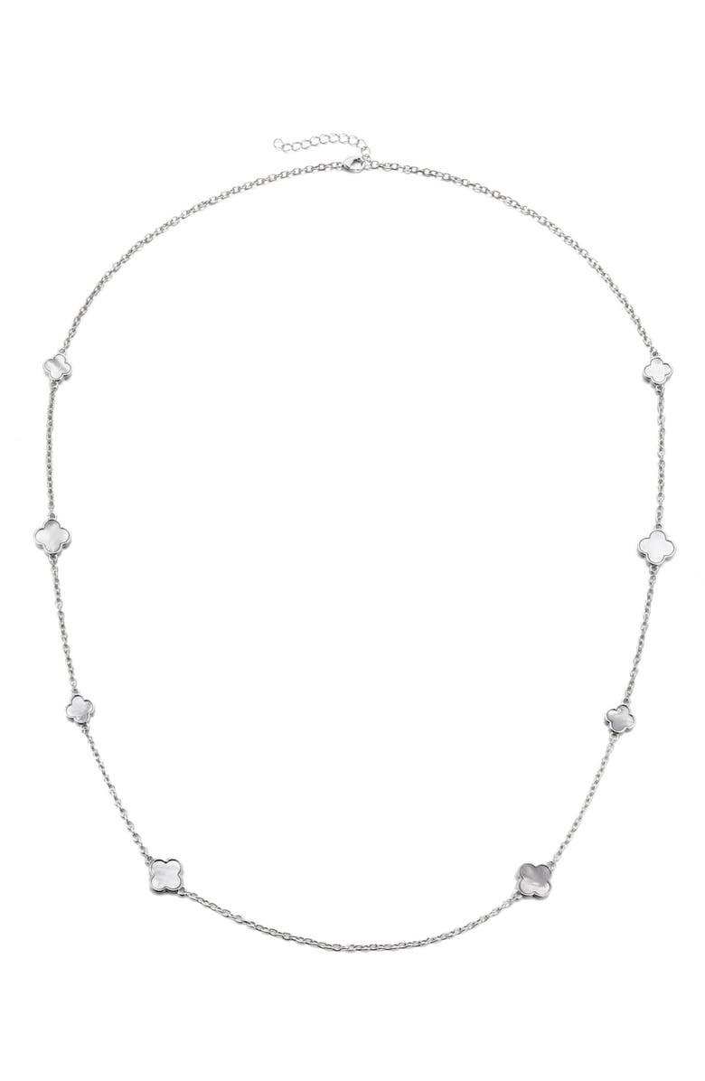 Adornia Mother of Pearl Clover Station Necklace, Alternate, color, White