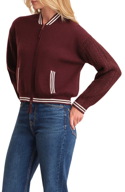 525 Flynn Cable Sleeve Bomber Sweater Jacket In Red