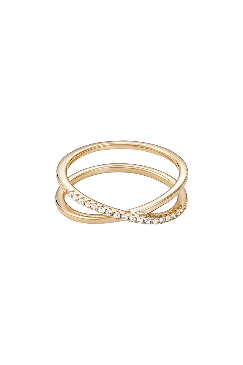 Pavé 925 Sterling Silver CZ Crisscross Ring, Main, color, GOLD