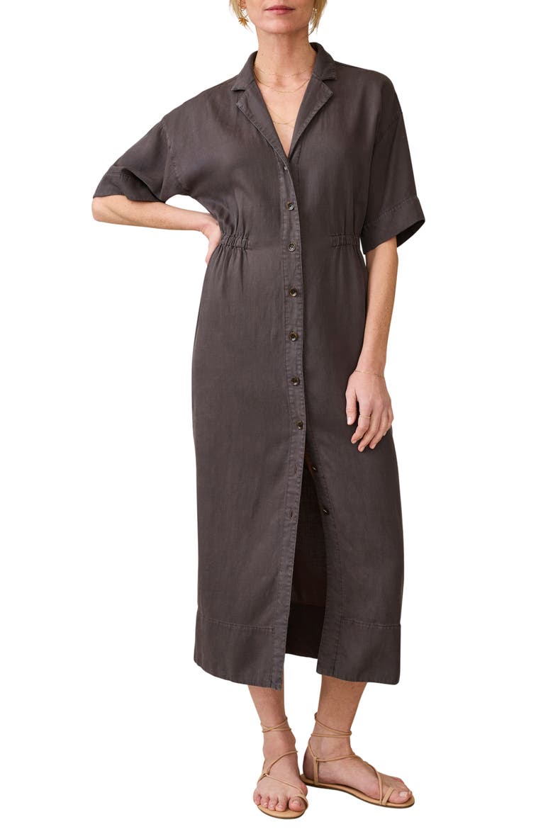 Topanga Midi Shirtdress, Main, color, WASHED BLACK