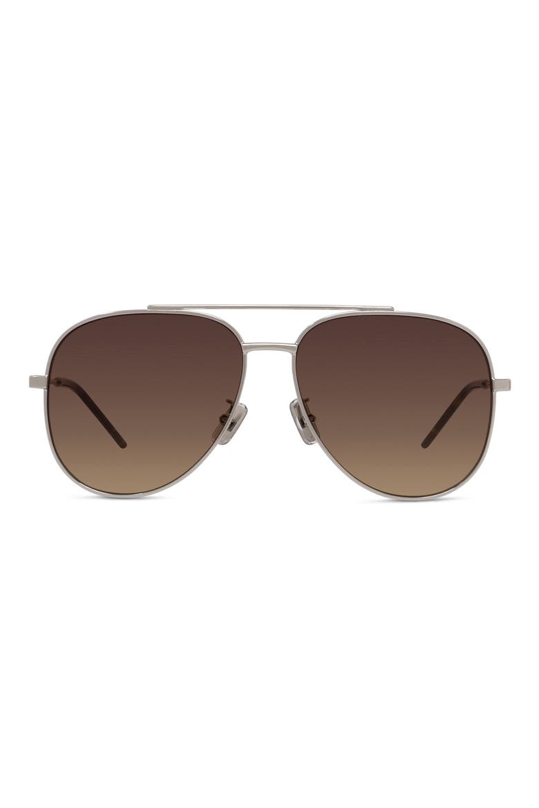 City 58mm Gradient Pilot Sunglasses, Main, color, SHINY PALLADIUM / BROWN