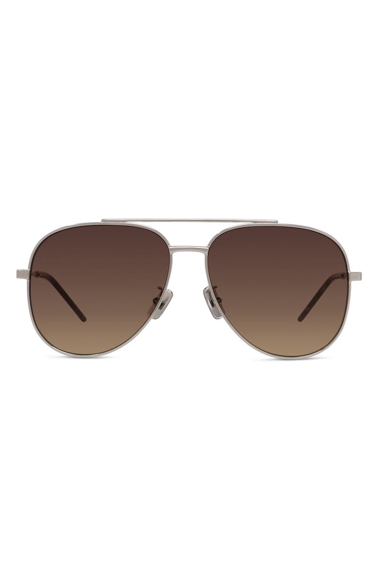 Givenchy City 58mm Gradient Pilot Sunglasses, Main, color, Shiny Palladium / Brown