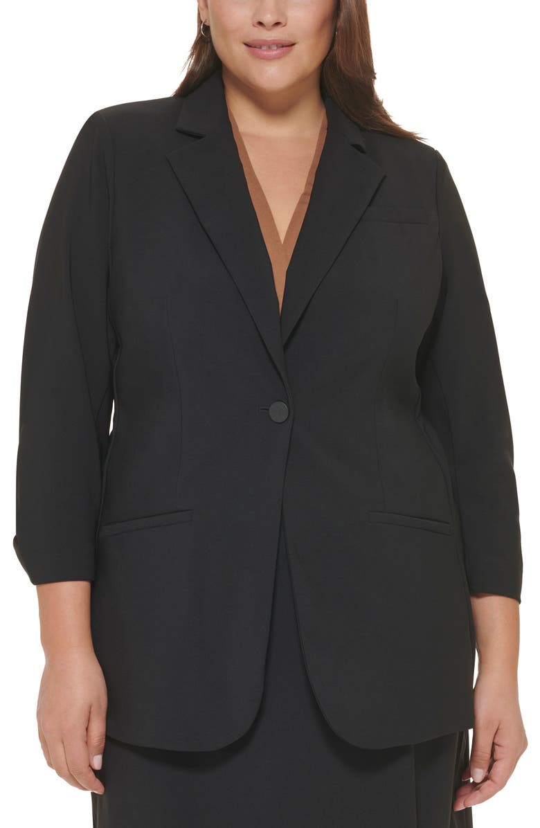 Calvin Klein Three-Quarter Sleeve Sport Coat, Main, color, Black