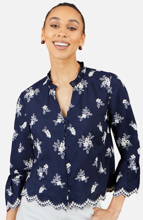 Fluted Sleeves V-Neck Shirt