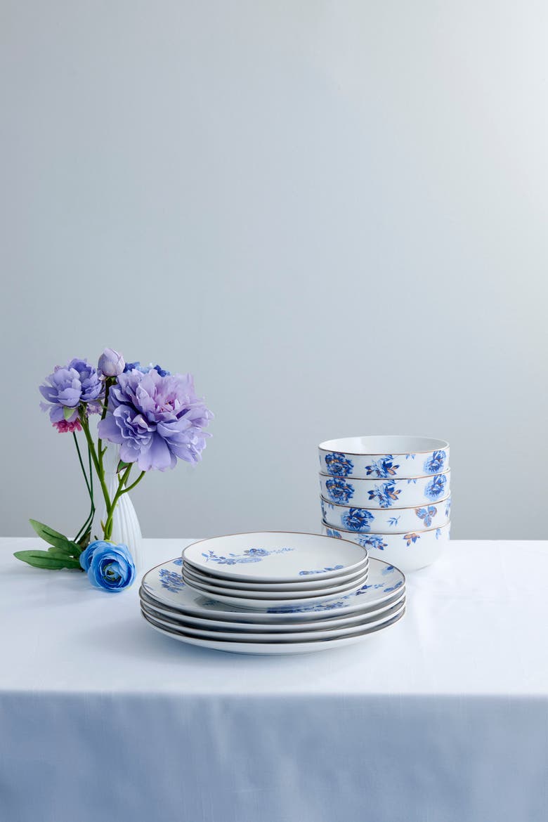 Viola Porcelain 24-Piece Dinnerware Set, Alternate, color, Blue