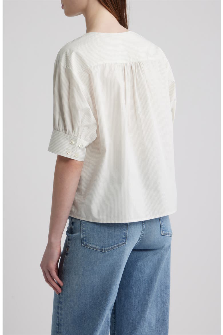 Stripe Split Neck Organic Cotton Popover Top, Alternate, color, CREAM MULTI