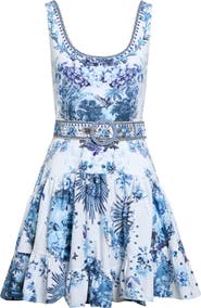 Camilla Porcelain Parlor Print Belted Jersey Dress