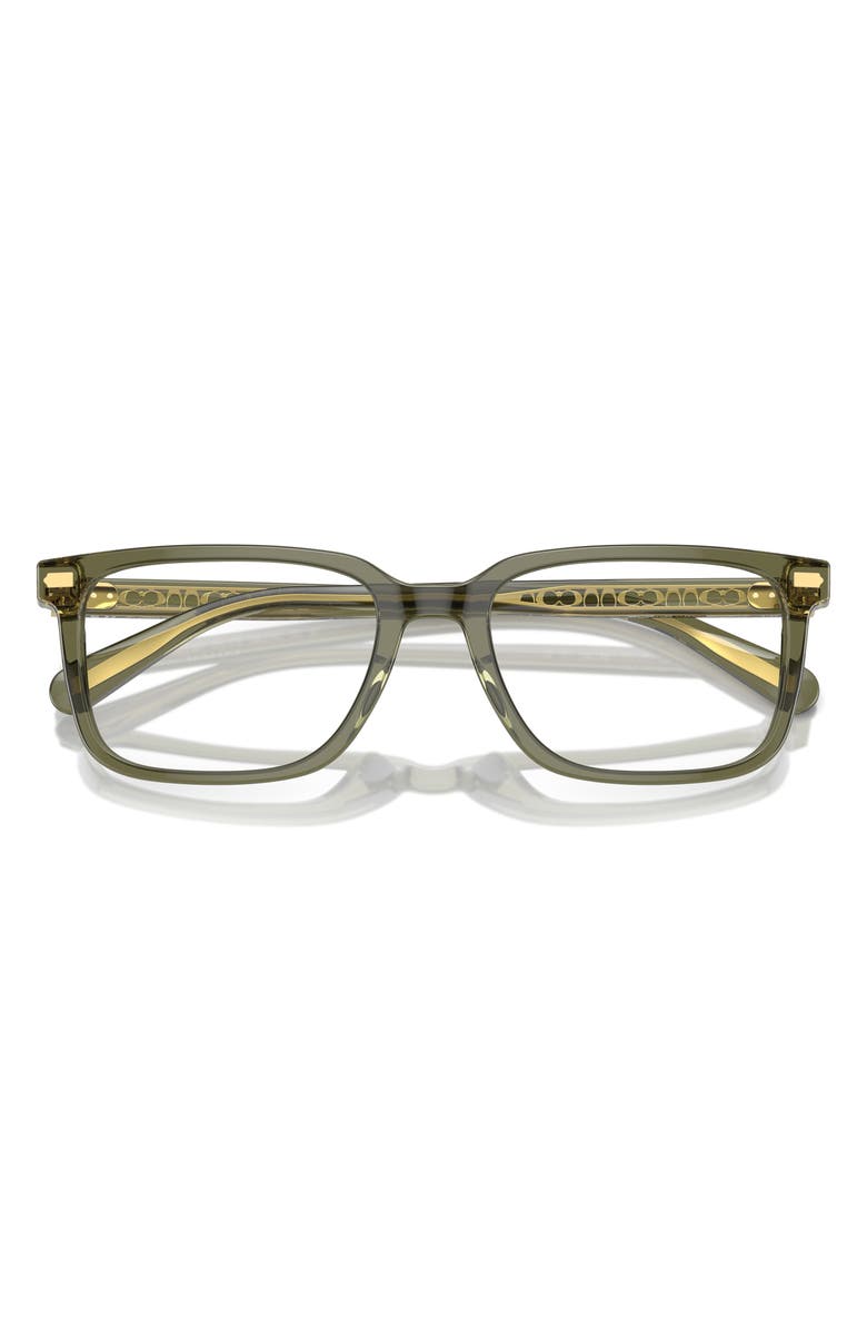 COACH 55mm Square Optical Glasses, Alternate, color, Transparent Olive / Demo Lens