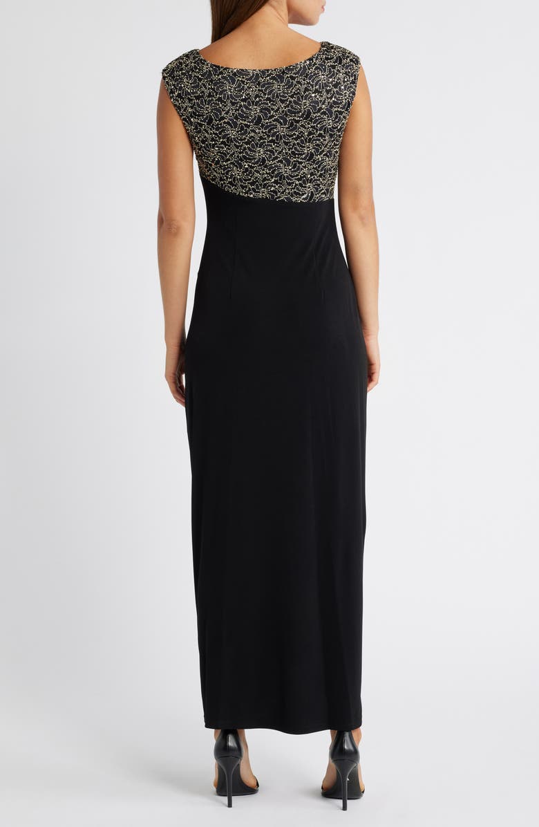 Connected Apparel Lace Faux Wrap Gown, Alternate, color, 