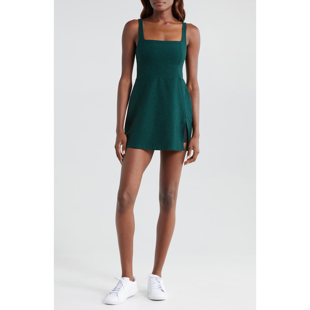 Shop Beyond Yoga Court Appeal Space Dye Active Minidress In Dark Spruce Green