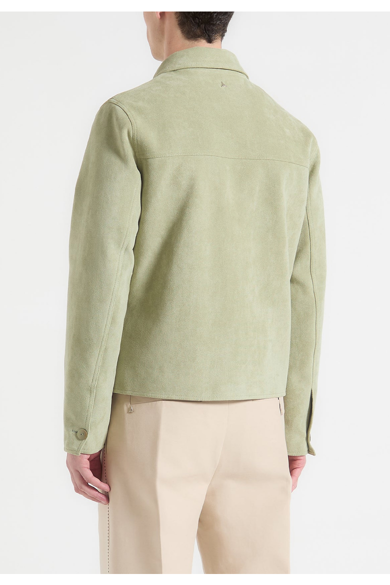 Michel Relaxed Suede Jacket, Alternate, color, Sage