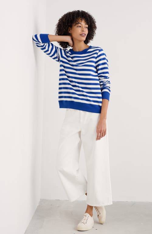 Seasalt Cornwall Nessa Stripe Organic Cotton Sweatshirt In Scallion Chalk Bright Marine