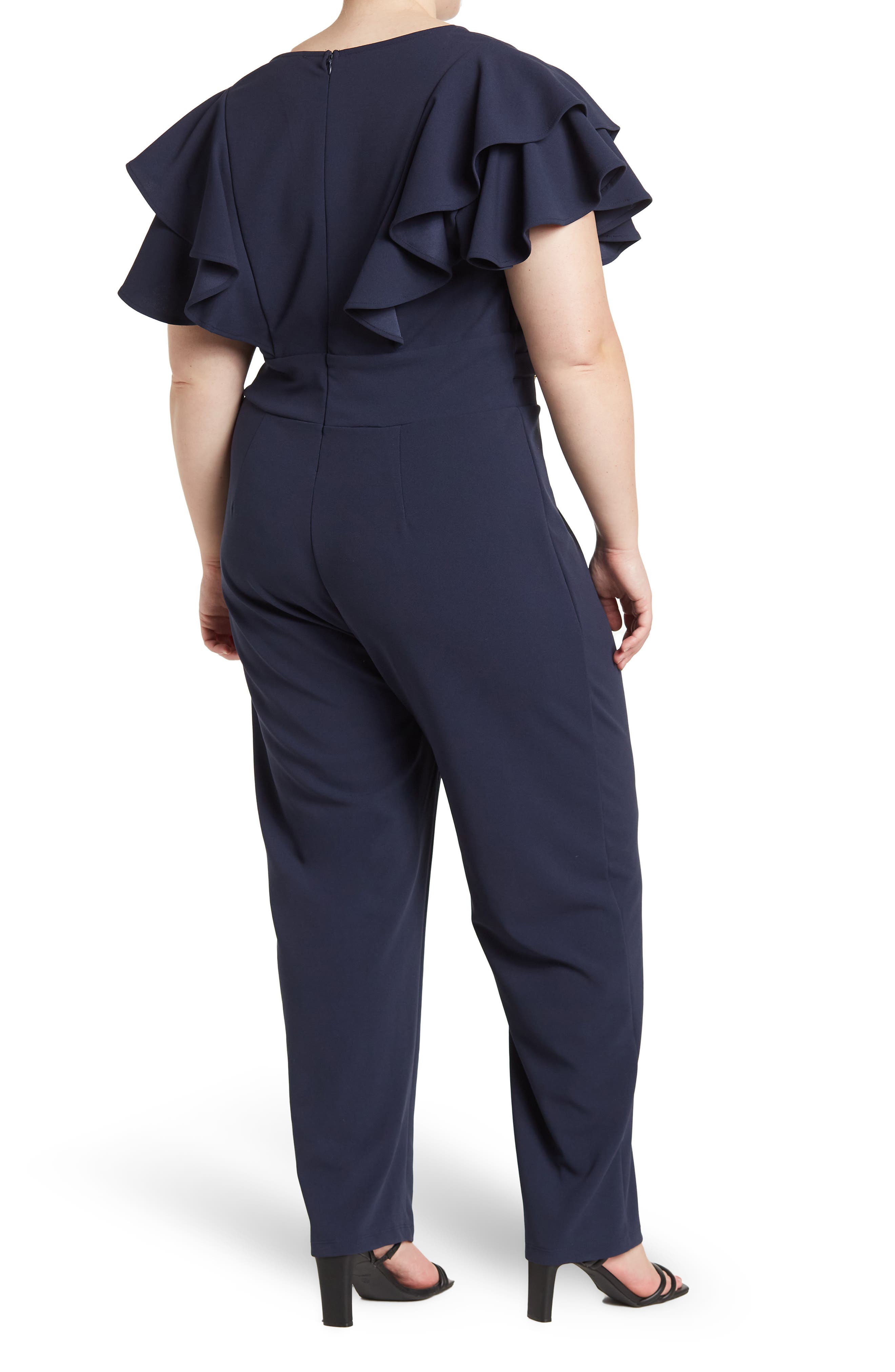 Nova Flutter Sleeve Scuba Crepe Jumpsuit - image 4