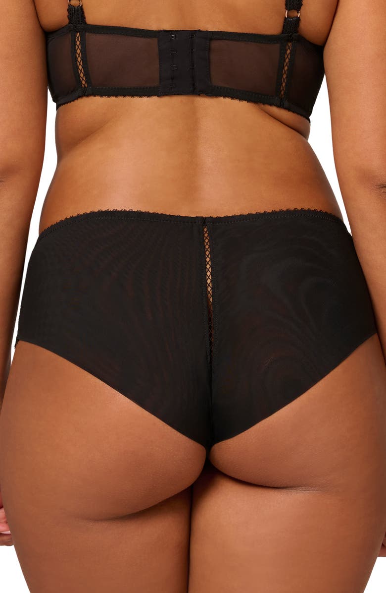 Simone Perele Lace Trim Tulle Briefs, Alternate, color, Black