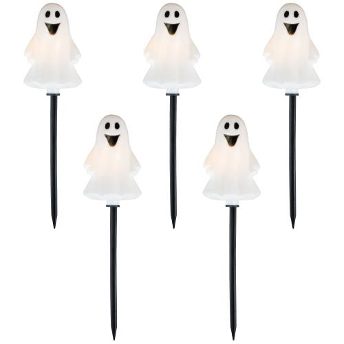 Northlight Lighted Ghost Shaped Halloween Outdoor Pathway Markers In Black